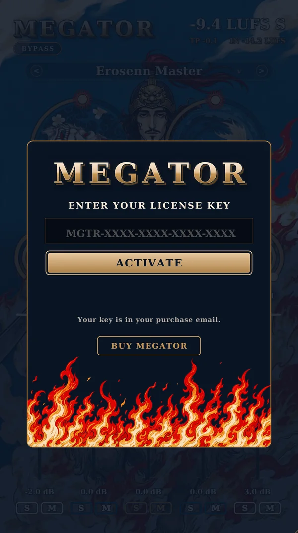 Megator lisans ekranı